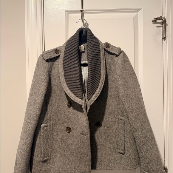 J. Crew Jackets & Blazers - J. Crew Gray Pea Coat with Brown Buttons